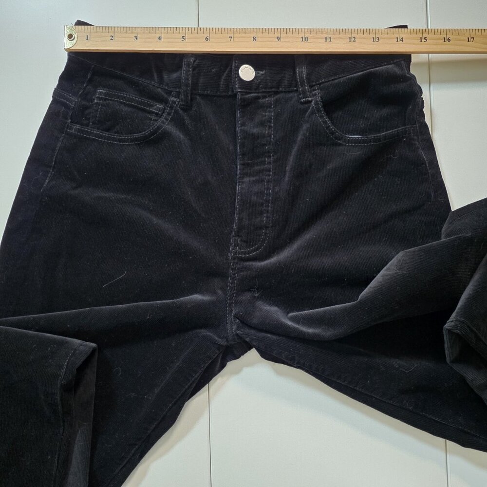 Massimo Dutti Pants Womens EU 36 US 4 Black Microcorduroy Wide Leg 5031/930 Goth - Picture 4 of 16